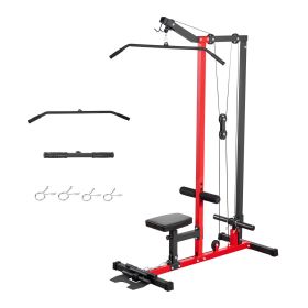 LAT Pull Down Machine, 2-in-1 Row Cable Machine, Cable Machines Home Gym with 3-Level Adjustable Seat, 4-Level Adjustable Foam Roller