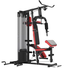 Multi Home Gym Equipment, Workout Station with Sit up Bench, Push up Stand, Dip Station, 99lbs Weights