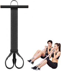 Yoga Pedal Resistance Fabric Band with Handles Anti-Broken Elastic Sit Up Pull Rope for Strength Training 120lb Full-Body Excercise Band Portable (Color: Black)