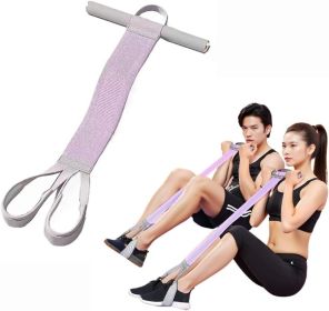 Yoga Pedal Resistance Fabric Band with Handles Anti-Broken Elastic Sit Up Pull Rope for Strength Training 120lb Full-Body Excercise Band Portable (Color: Purple)