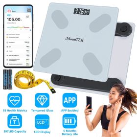 Smart Digital Scale For Body Weight High Accuracy BMI Weight Scale Full Body Composition Analysis Sync with APP 4mm Tempered Glass 397LBS Capacit (Color: As shown)