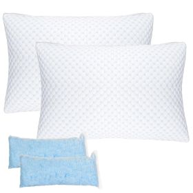 2 Pack Shredded Memory Foam Pillows Adjustable Cool Pillows with Extra Filling Machine Washable Cover for Side Back Stomach Sleepers (Quantity: 2Pcs, size: Queen)